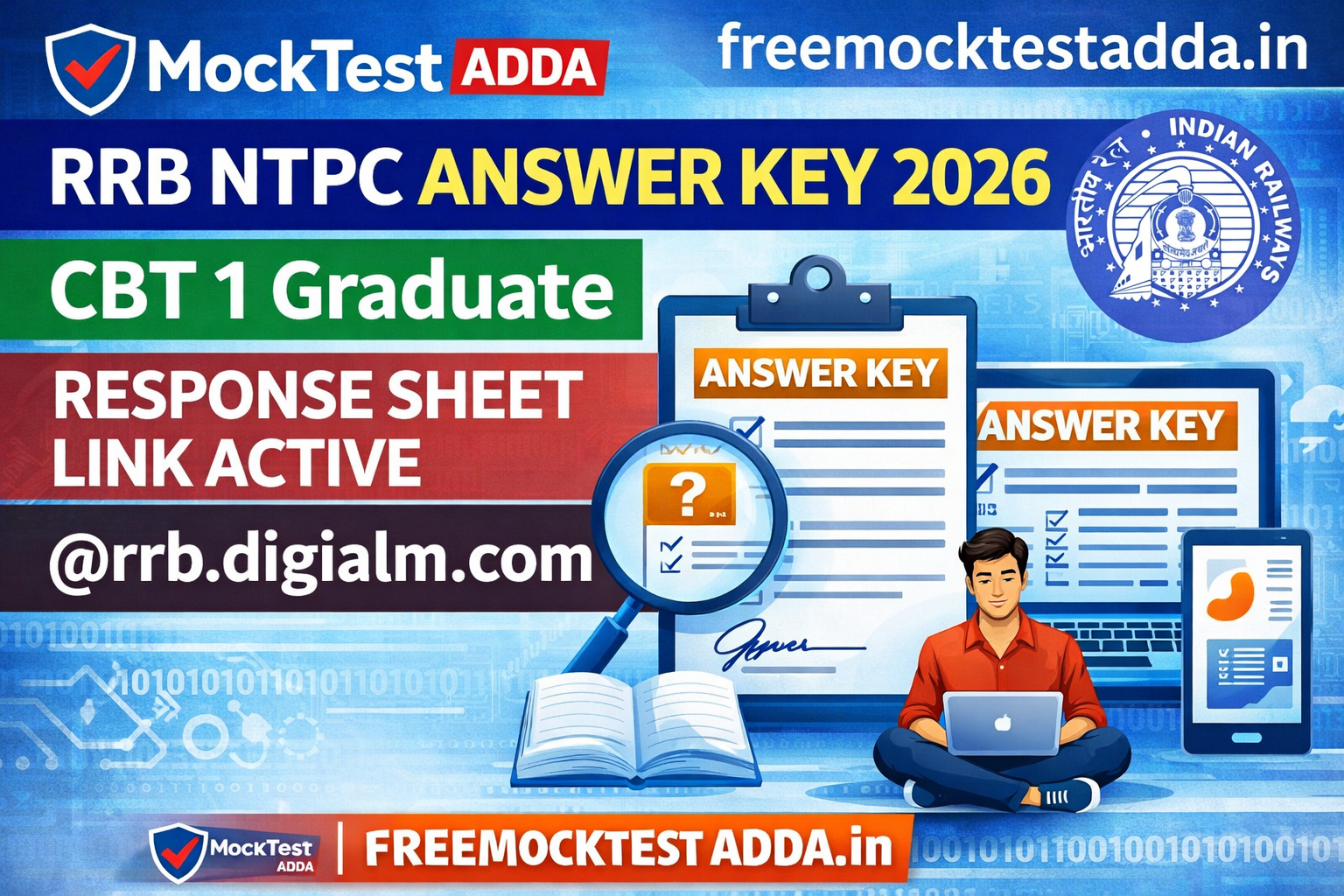 RRB NTPC Answer Key 2026 Out, CBT 1 Graduate Response Sheet